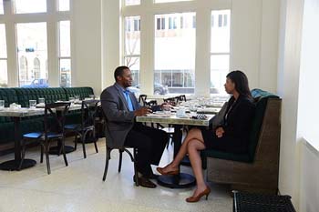 Jeremy and Rebecca Frazier enjoy an afternoon lunch at Kitchen 324.  mh